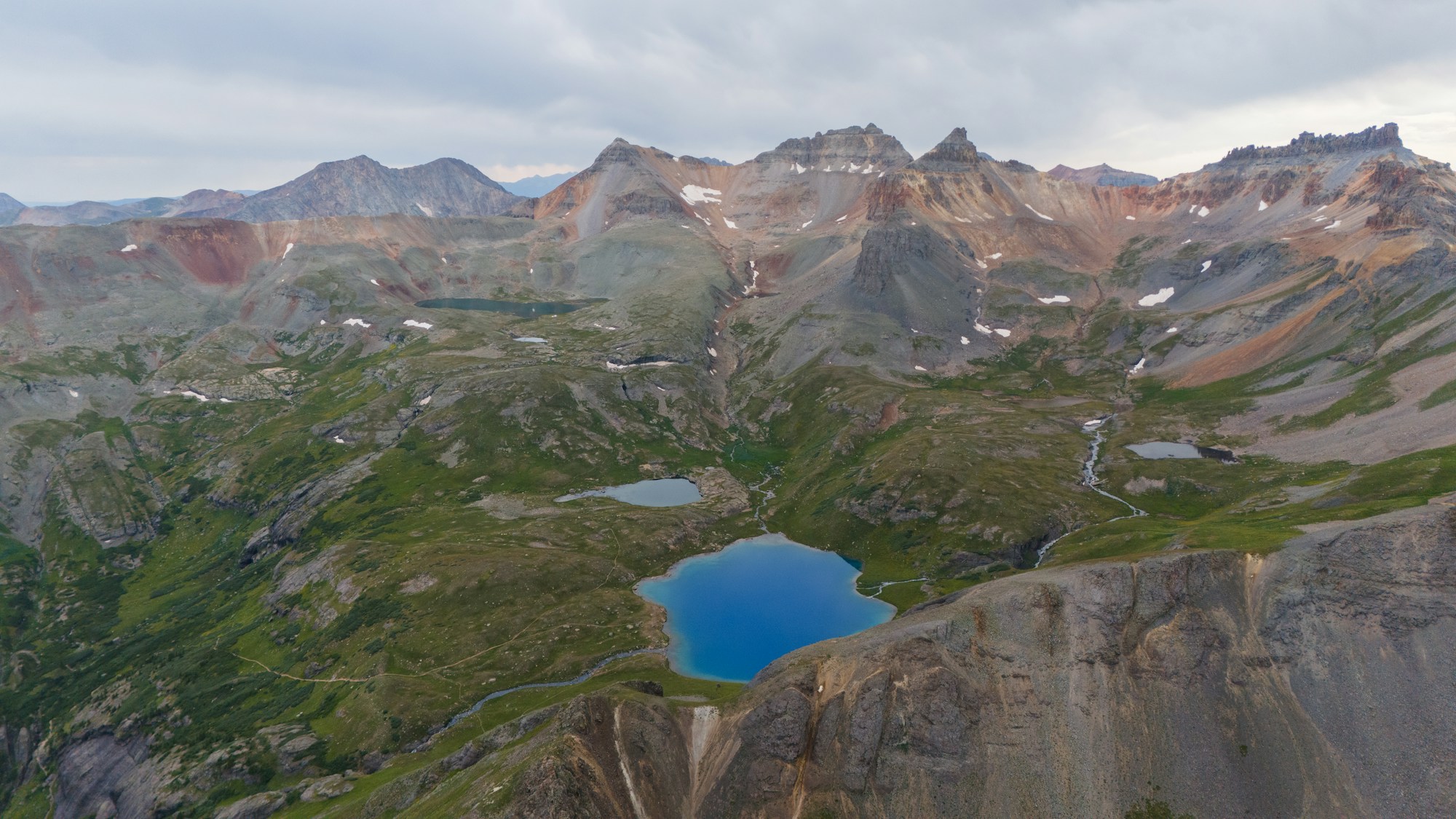Dramatic mountain landscape beneath an expansive sky
